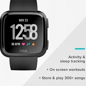 Fitbit Versa Smart Watch, Black/Black Aluminium, One Size. Like new.